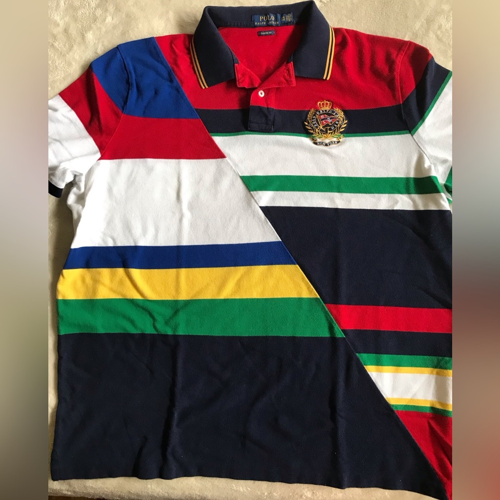 Polo by Ralph Lauren Nantucket Sewn Panel Multicolor Striped Polo Sailing Shirt